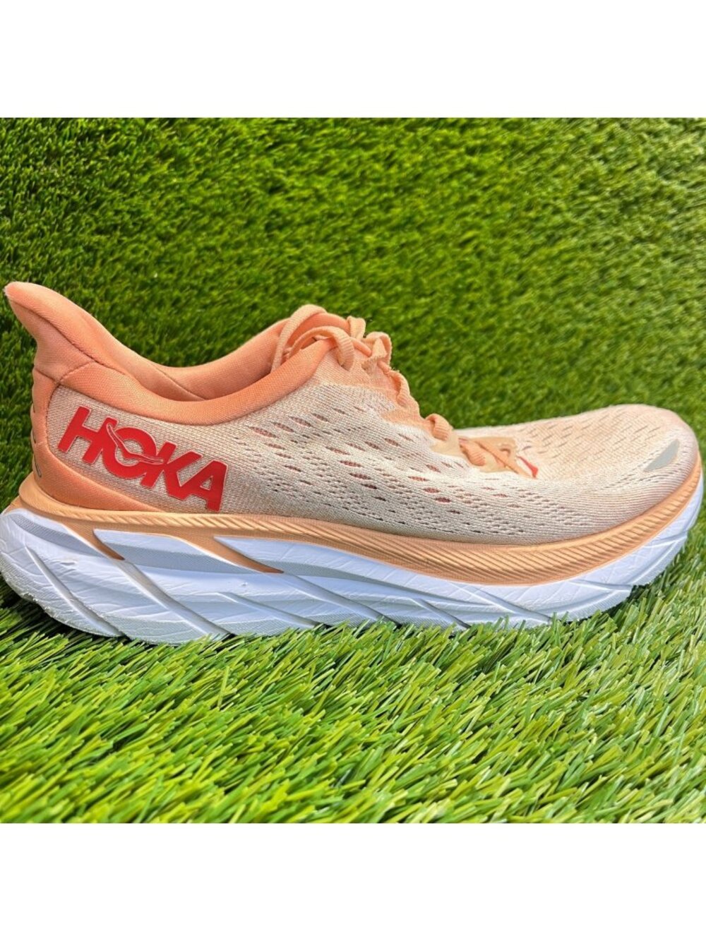 Hoka One One Clifton 8 Womens Size 8.5 Orange Athletic Running Shoes Sneakers - Picture 1 of 14